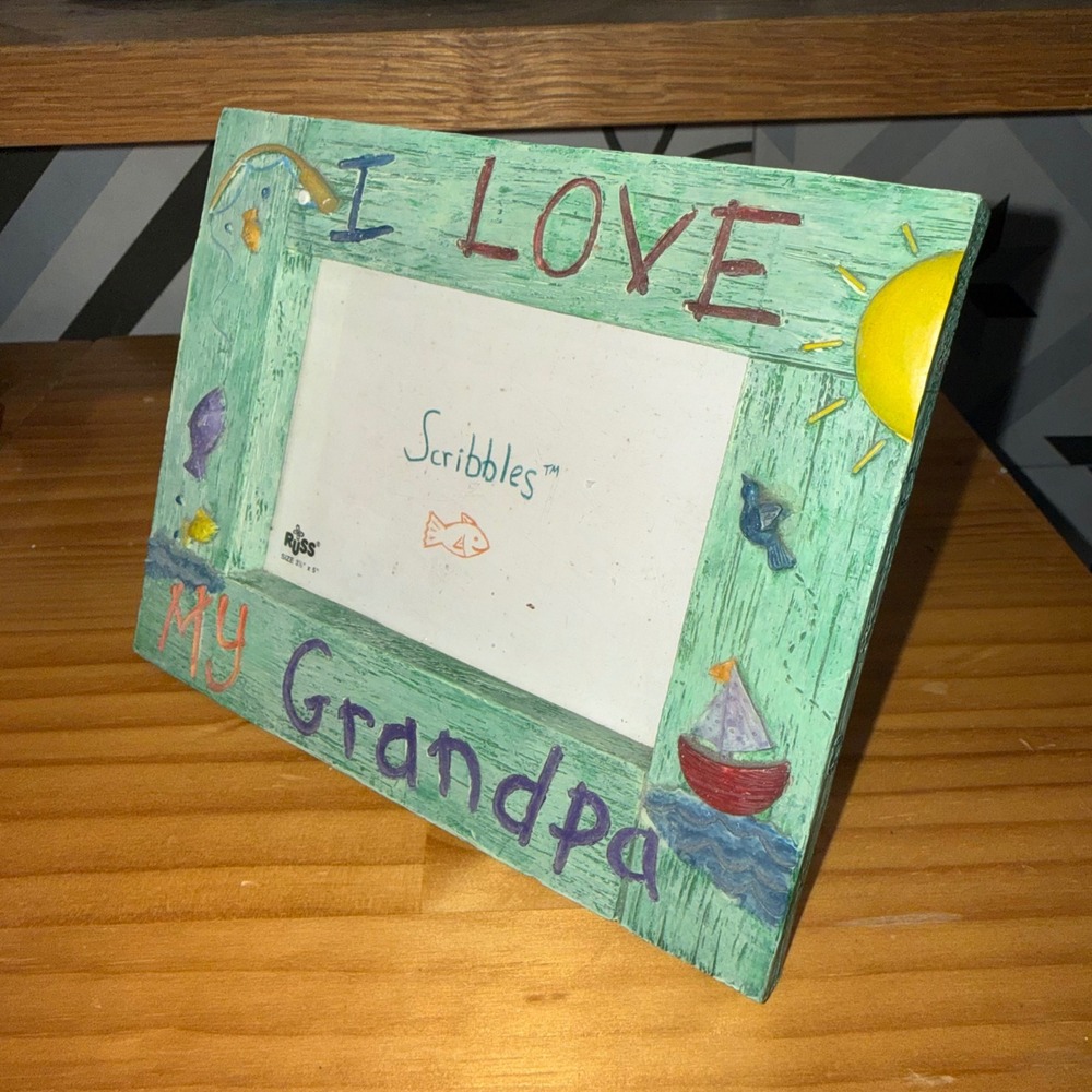 Russ Berrie I Love My Grandpa Fishing Sailboat Picture Frame 3.5x5 15348
